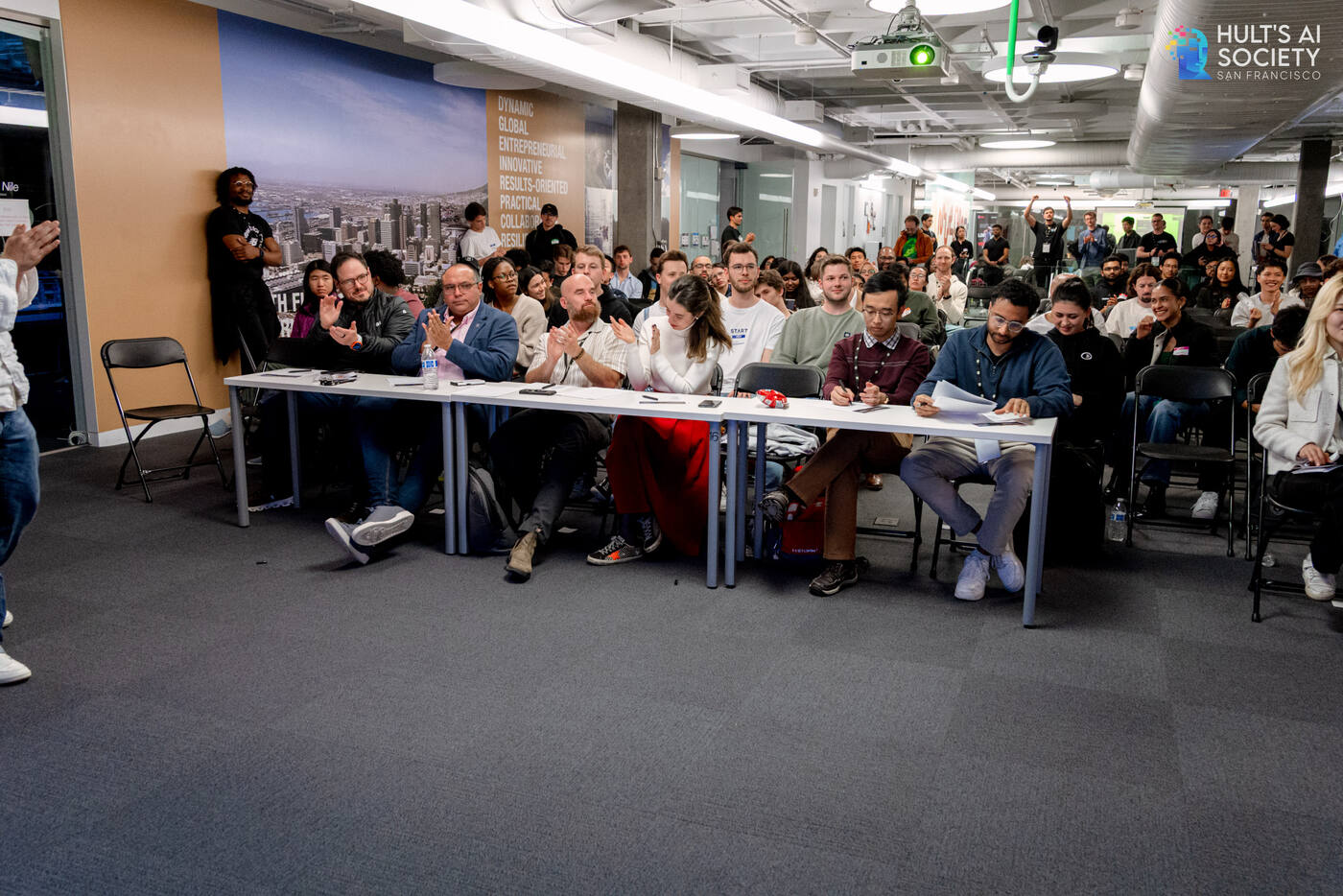 Packed room of students at a career event