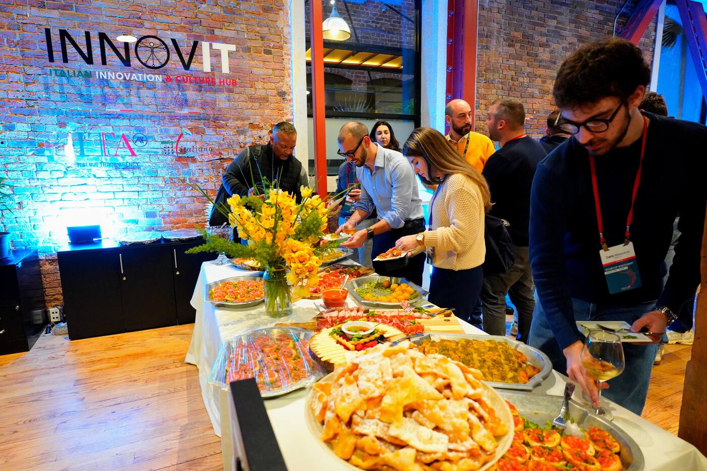 Italian food spread at a networking night