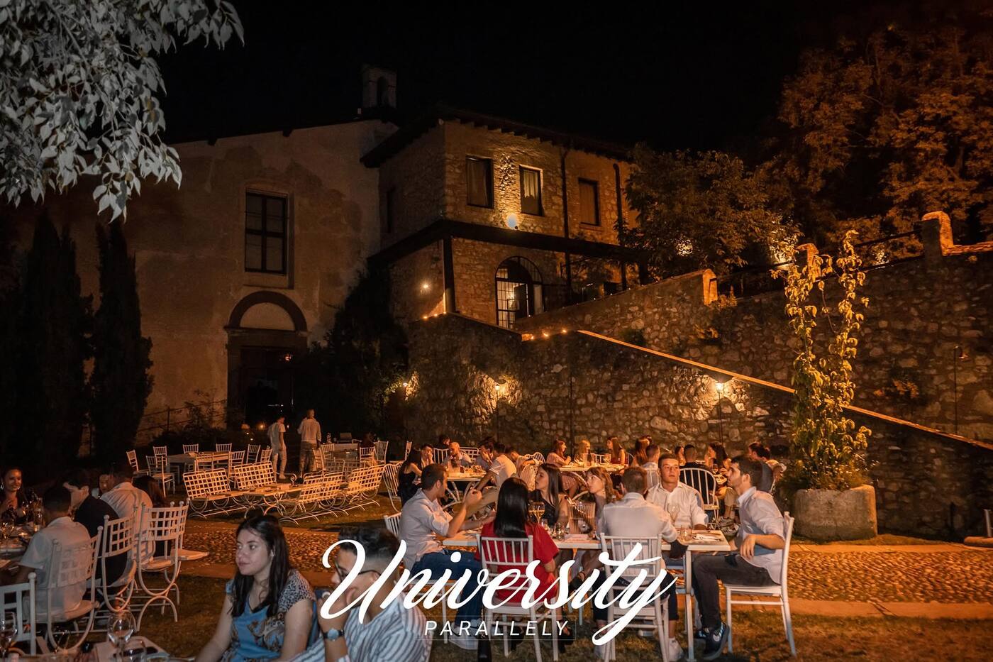 Courtyard dinner at night